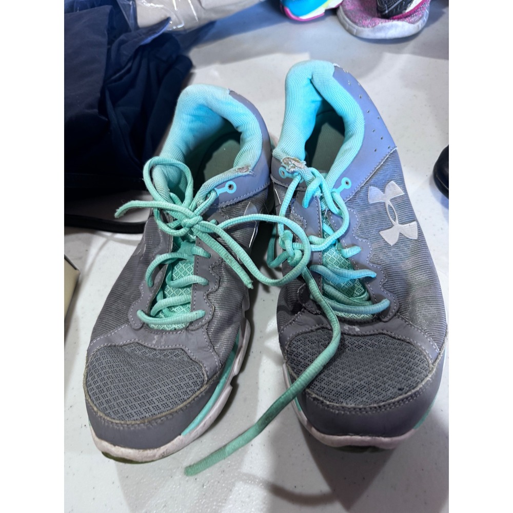 Under Armour Micro G Womens Running Shoes Grey Teal Mesh Sneakers Size 10.5